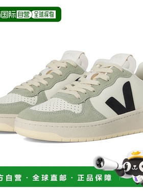 自营Veja Women's V-10 Prime Leather Sneaker, Pure Black Clay