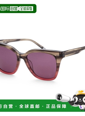 自营 calvin klein凯文克莱女式54毫米灰色太阳镜-条纹烟玫瑰色