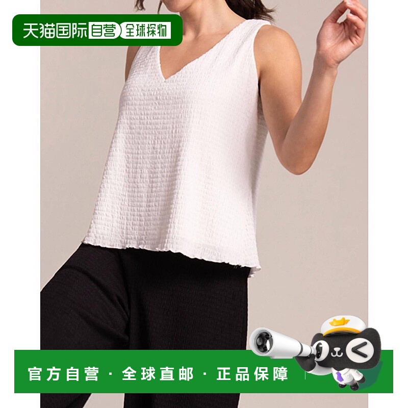 自营sympliWomen's Popcorn V Neck Sleeveless Top In White - w