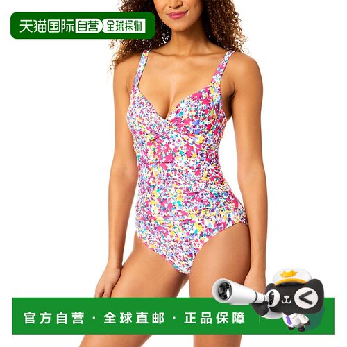 自营Anne Cole Drape Front Underwire One-Piece - red 美国奥莱
