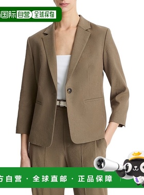 自营Vince Linen-Blend Shrunken Blazer - green 美国奥莱直发