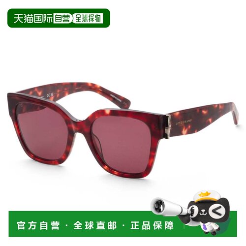 自营Longchamp Women's Red Havana 55mm Sunglasses - red havan