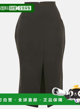 自营Versace Black Silk Front Slit Detail Pencil Skirt - blac