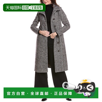 自营Kenneth Cole New York Tweed Wool-Blend Walker Coat - bla