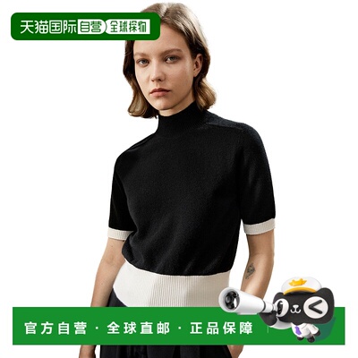 自营lilysilkGemini Mock Neck Cashmere Shirt for Women - blac