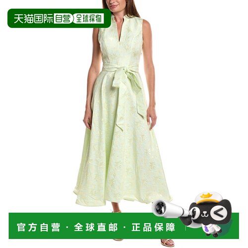 自营Rene Ruiz普通话衣领提花喇叭口下摆长裙-蓝色 美国奥莱直发