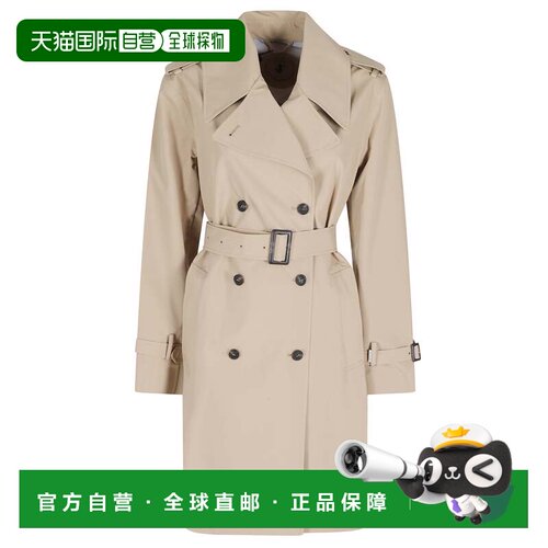 自营save the duck米色Talya双排扣腰带涤纶Trench风衣-中性色 美