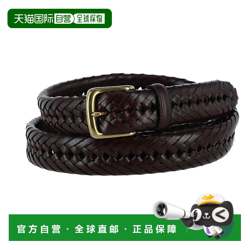 【美国直邮】aquarius 男士 腰带真皮编织皮带休闲棕色经典正装
