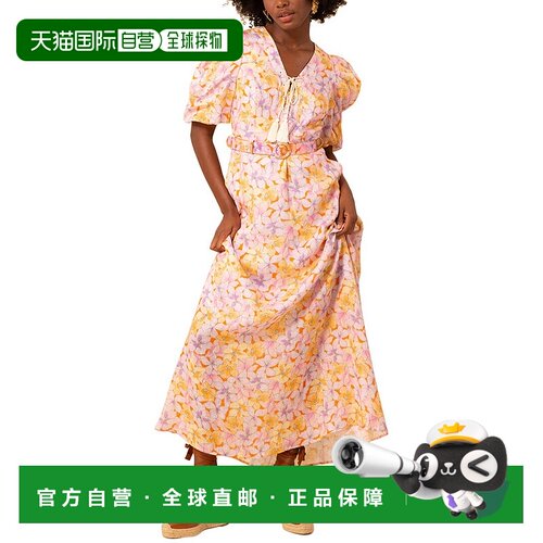 自营 Hale Bob Arabella亚麻连衣裙-橙色 美国奥莱直发