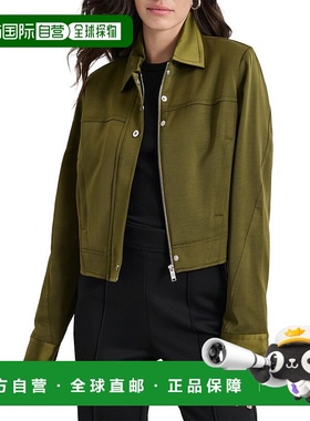 自营DKNY Glazed Dressing Crop Jacket - green 美国奥莱直发