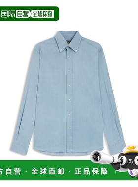 自营bossRegular-fit shirt in Italian-made denim - light blue