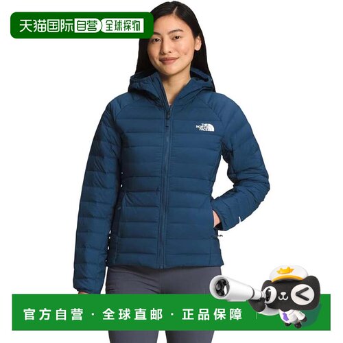 自营The North Face Belleview Puffer夹克女式蓝色连帽衫全拉链J