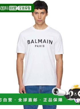 香港直邮潮奢 Balmain 巴尔曼 男士 白色 Paris Print T 恤 GH1EG
