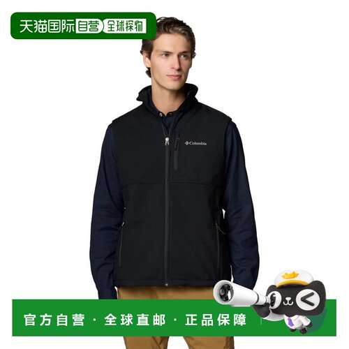 自营Columbia Ascender II Softshell背心男士黑色全拉链徒步旅行