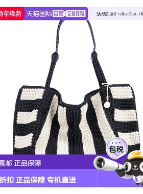 自营the sakLos Feliz Large Tote - hand crochet - black strip