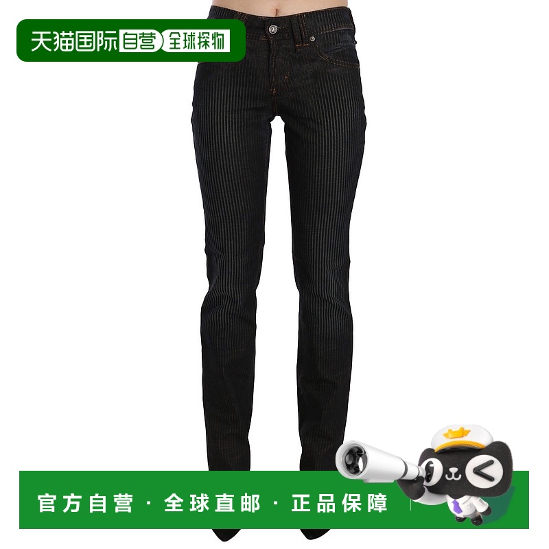 自营 John Galliano优雅修身灯芯绒女式牛仔裤-黑色 美国奥莱直发