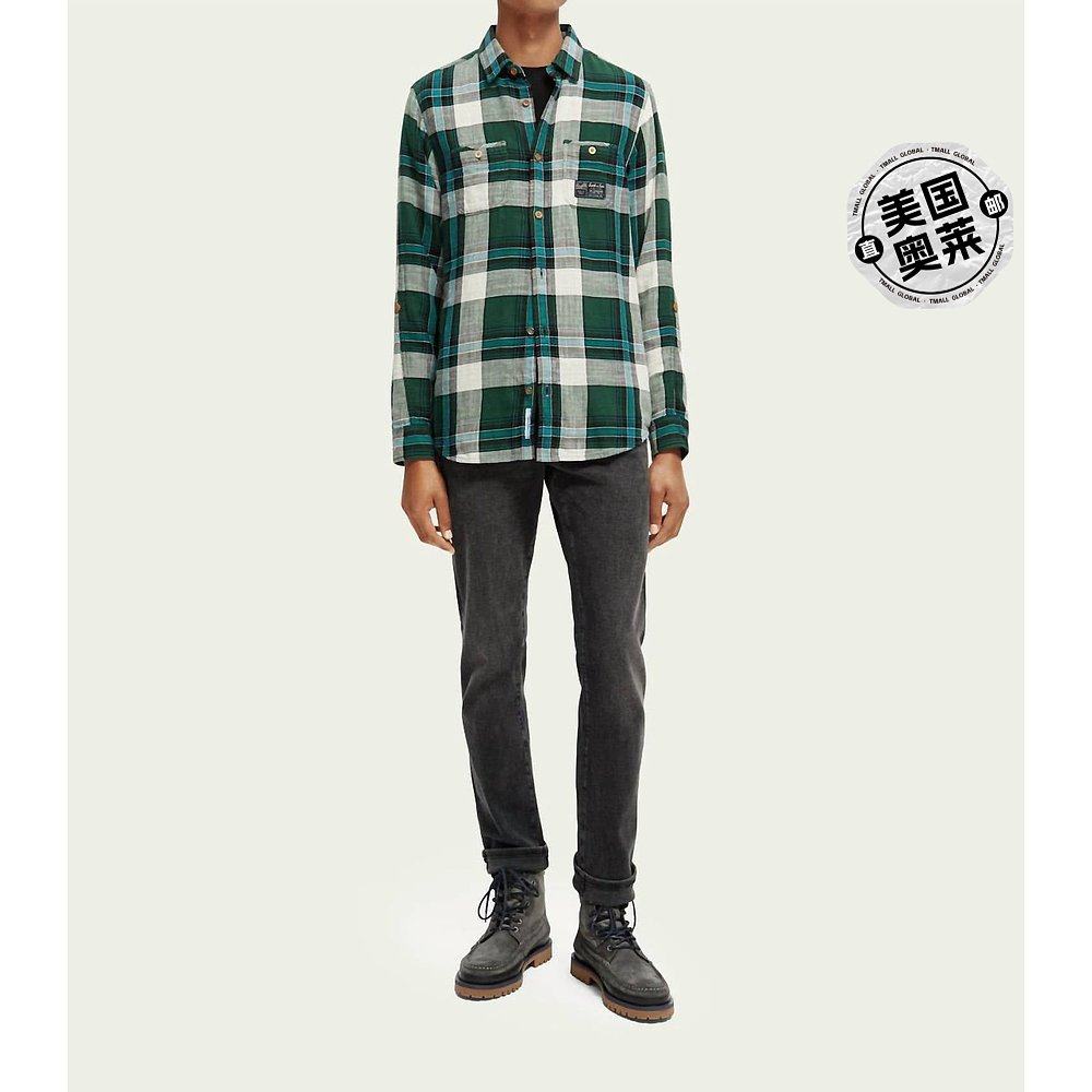 scotch & sodamens regular-fit checked cotton shirt in multi