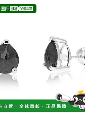 自营 vir jewels4 cttw 梨形黑色钻石耳钉 .925 纯银爪镶 - 银 美