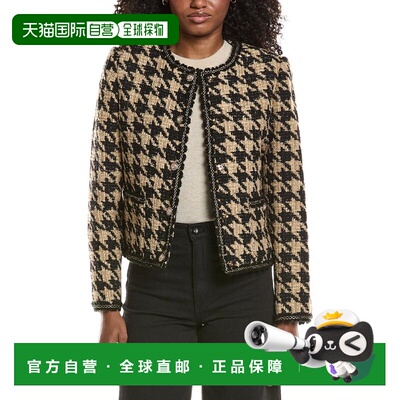 自营Elie Tahari Oversized Houndstooth Jacket - white 美国奥