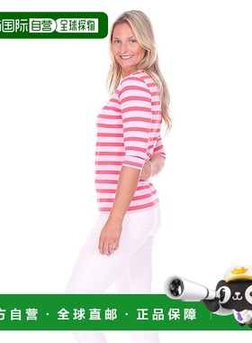 自营 duffield lane天堂条纹湖T恤-粉红色 美国奥莱直发女装上衣