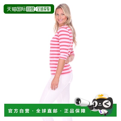 自营 duffield lane天堂条纹湖T恤-粉红色 美国奥莱直发女装上衣