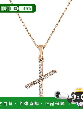 自营 sabrina14k 玫瑰金和钻石初始项链 - 玫瑰 x 美国奥莱直发