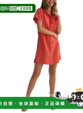 自营Bella Dahl Roll Sleeve Pocket Linen-Blend Shirtdress - o