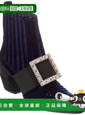 自营 Roger Vivier Tex系带丝绒靴-蓝色 女鞋短靴美国直发奥莱