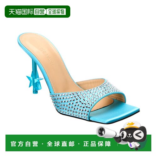 自营Mach & Mach Crystal-Embellished Star Satin Mule - blue