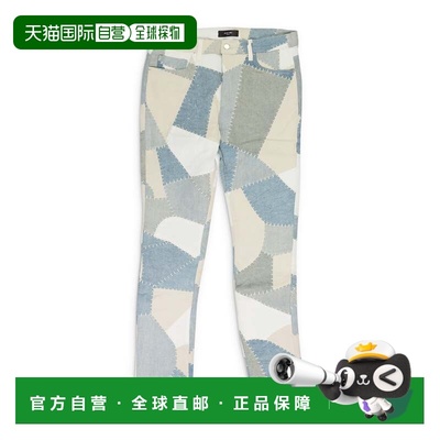 自营amiriAlabaster Denim Patchwork Skinny Jeans - white 美国