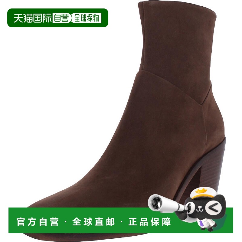 自营steve maddenHarmen女式拉链方趾踝靴-棕色牛磨砂革 美国奥莱