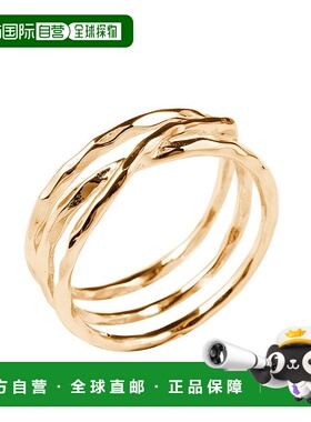 自营sterling forever纯银纹理多环戒指 金 美国奥莱直发