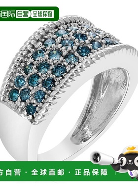 自营 vir jewels3/4 克拉蓝钻婚戒 14K 白金圆形爪镶 - 白色 美国