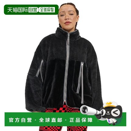 1h可退 【美国直邮】Ugg女士外套羊羔毛黑色短款运动简约百搭休闲