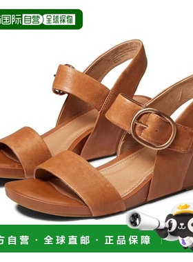 自营Sofft Vaya Women's Luggage Brown Leather Wedge Heel Sand