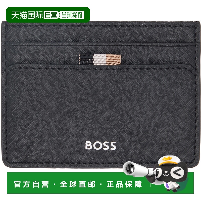 1h可退 香港直邮潮奢 BOSS 波士 男士 黑色卡包 50536751 black黑