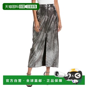 银色 Midi短裙 美国奥莱直发半身裙a字裙 Jil 自营AMUR