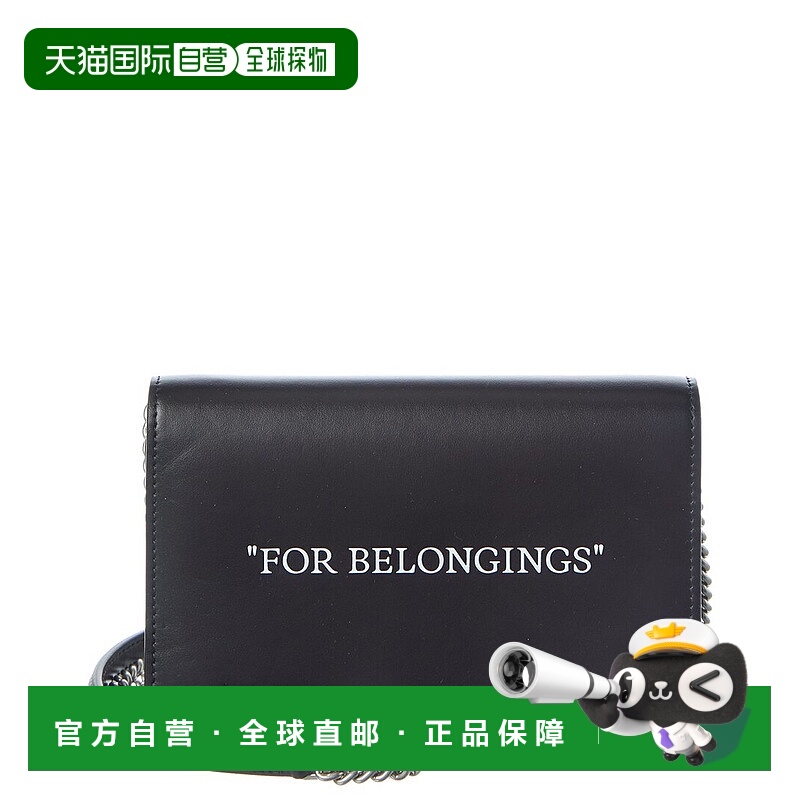 自营Off-White Leather Wallet On Chain - black 美国奥莱直发
