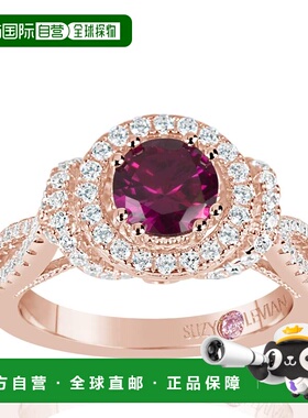自营 Suzy Levian Rose 纯银打造红宝石和白色立方氧化锆周年纪念