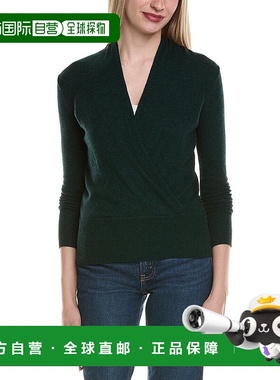 自营sofiacashmere现代人造羊毛和羊绒混纺毛衣-绿色 美国奥莱直