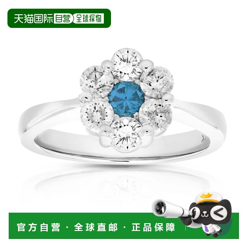 自营 vir jewels1 cttw 蓝色和白色钻石订婚戒指 14K 白金 - 白色