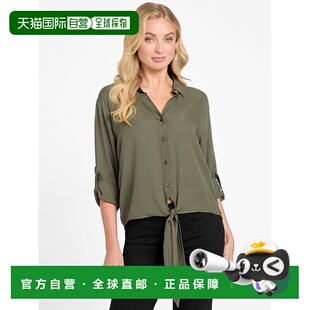 自营 guessJackson斜纹领带衬衫-橄榄色 美国直发长袖宽松时尚