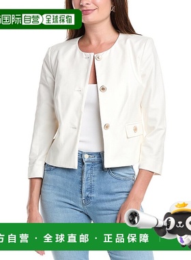 自营 T Tahari Cropped Jacket - White 奥莱直发美国长袖外套