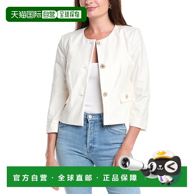 自营 T Tahari Cropped Jacket - White 奥莱直发美国长袖外套