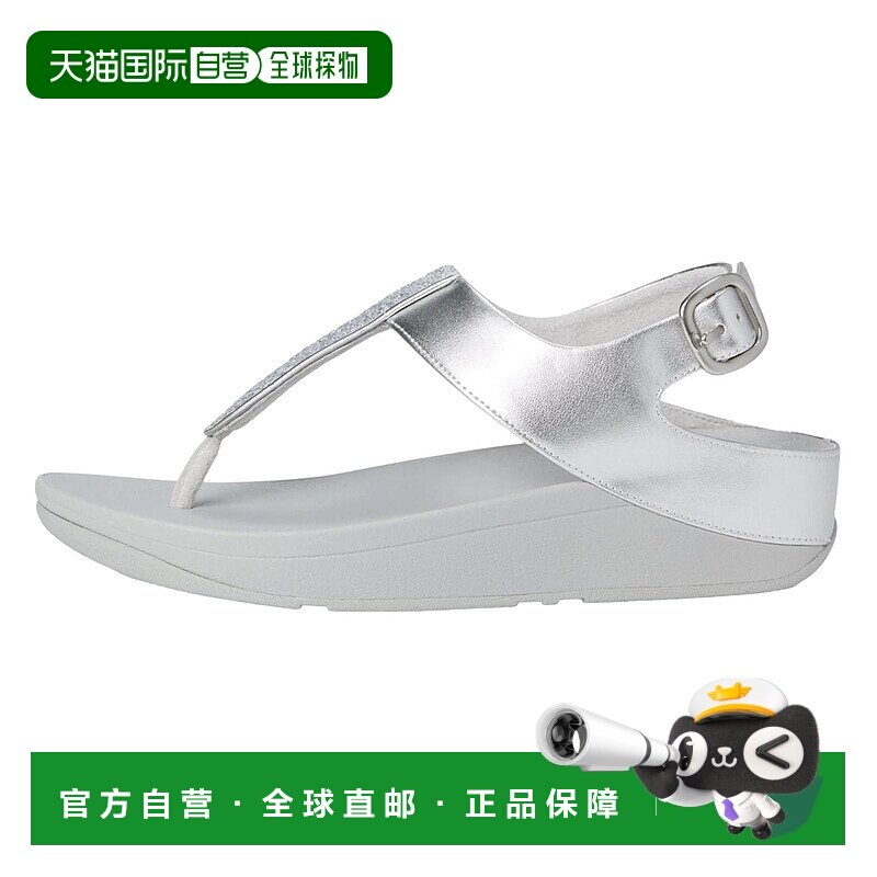 自营FitFlop Fino Crystal-Mix T-Strap Sandals Silver  JJ3-011