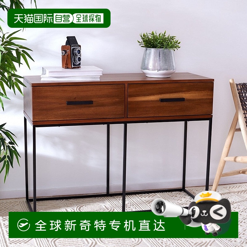 自营safaviehMarquise 2 Drawer Console Table - 棕色/黑色桌腿
