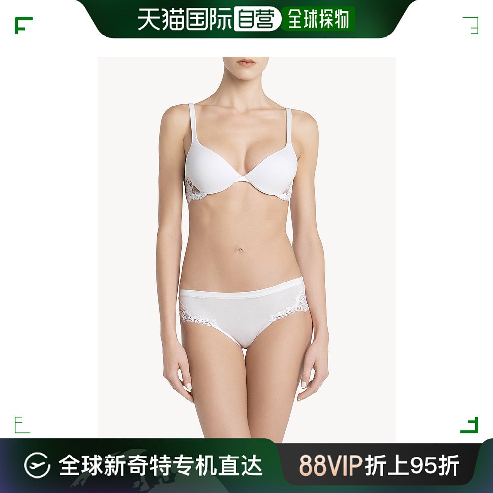 香港直发La Perla女士舒适内衣白色美背聚拢刺绣文胸透气4C=85C