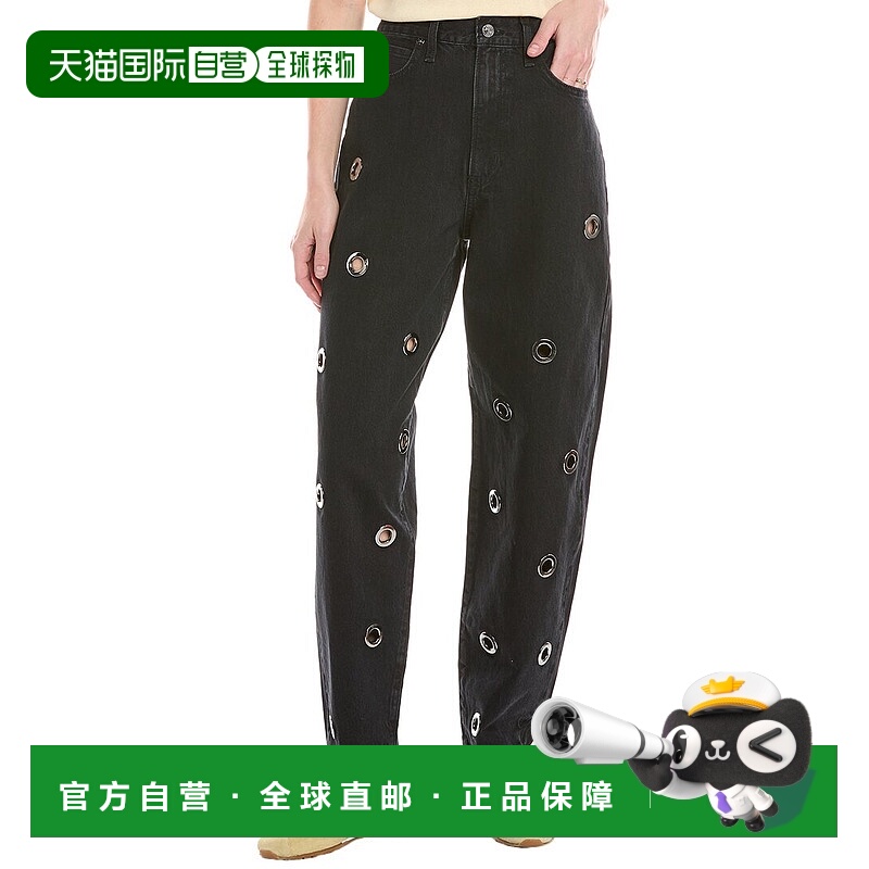 自营 frame denim框架牛仔窄孔眼麻烦牛仔裤-黑色 美国奥莱直发