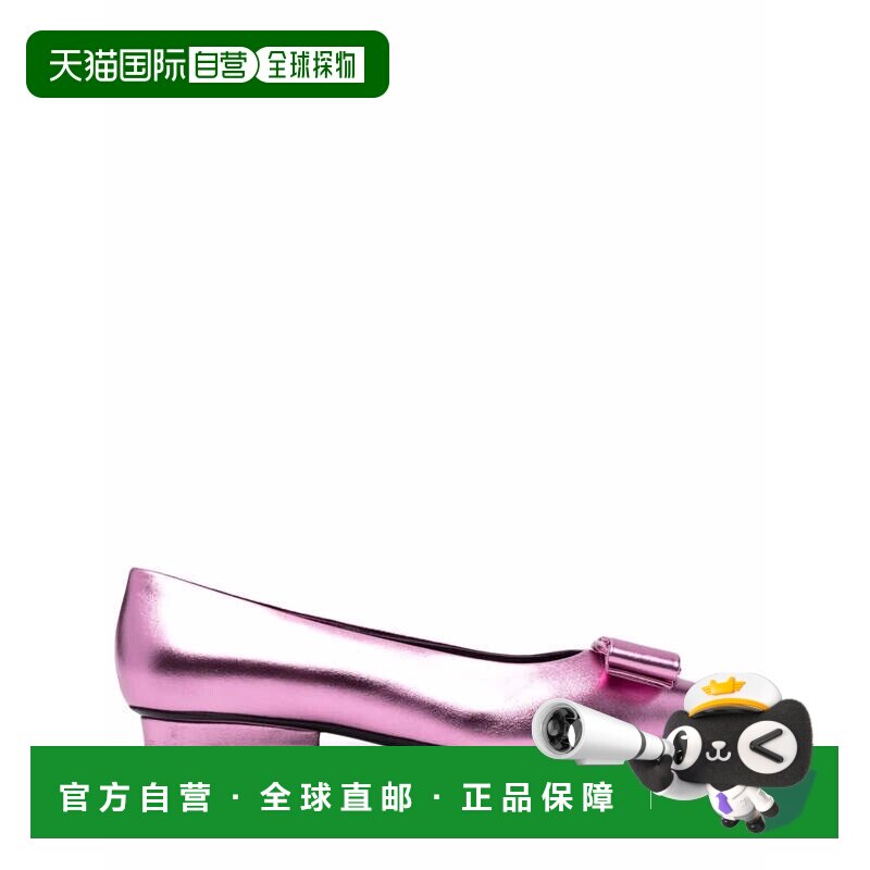 自营salvatore ferragamo菲拉格慕Viva蝴蝶结细节芭蕾舞鞋-粉红色