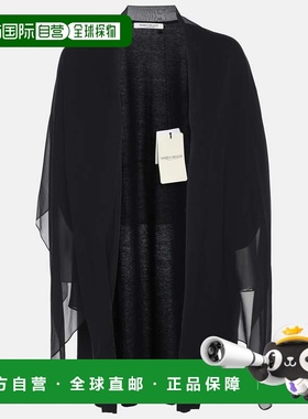 自营Marina Rinaldi Black Jersey/chiffon Twinset Cardigan - b